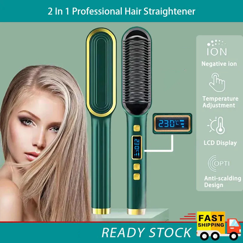 2 in 1 Hair Straightener Comb