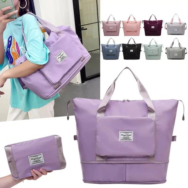 Women Travel Foldable Shoulder Bag Patchwork Tote Bag Casual Large Capacity Fashion Handbag (random Color)