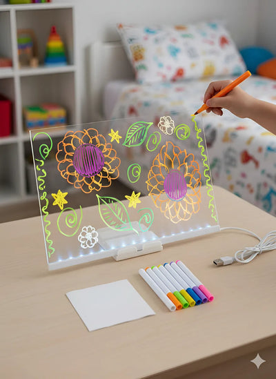 LED Acrylic Magic Board With 7 Neon Markers
