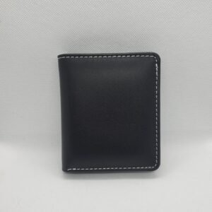 Black Leather Wallet with White Stitching